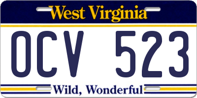 WV license plate OCV523