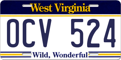 WV license plate OCV524