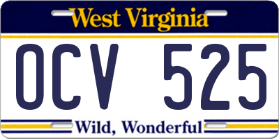 WV license plate OCV525