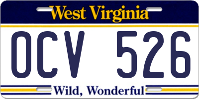 WV license plate OCV526