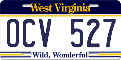 WV license plate OCV527