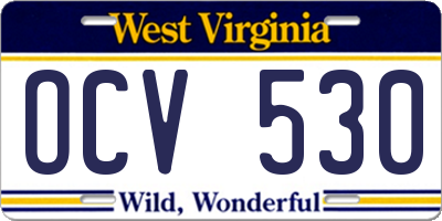 WV license plate OCV530