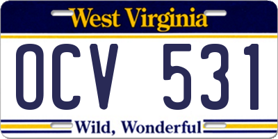 WV license plate OCV531