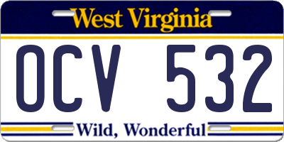 WV license plate OCV532