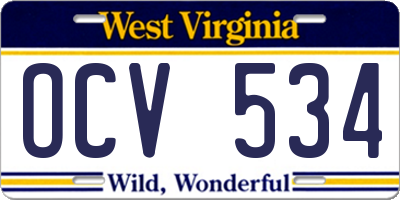 WV license plate OCV534