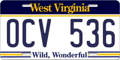 WV license plate OCV536