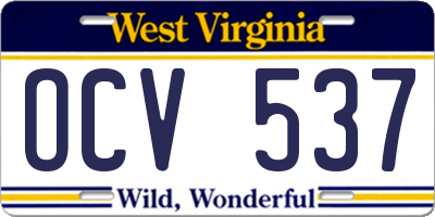WV license plate OCV537