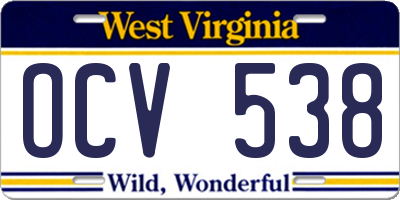 WV license plate OCV538