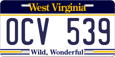 WV license plate OCV539