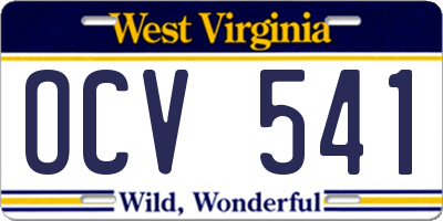WV license plate OCV541