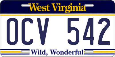 WV license plate OCV542