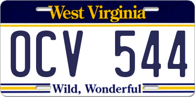 WV license plate OCV544