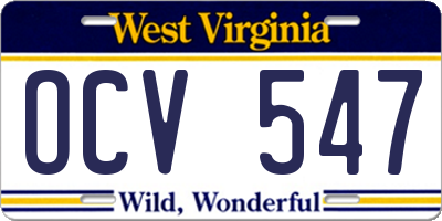 WV license plate OCV547