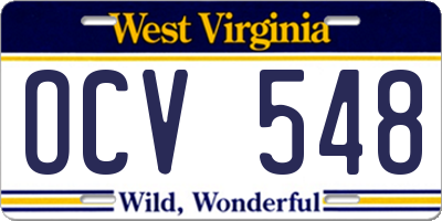 WV license plate OCV548