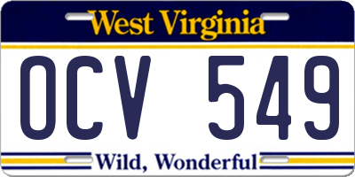 WV license plate OCV549