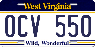 WV license plate OCV550