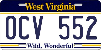 WV license plate OCV552