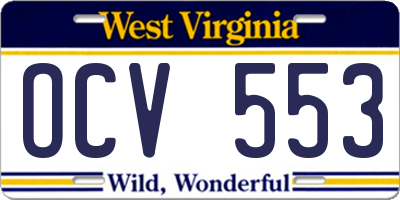 WV license plate OCV553