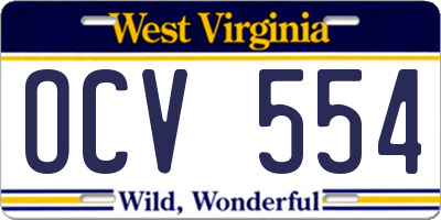 WV license plate OCV554