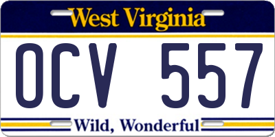WV license plate OCV557