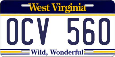 WV license plate OCV560