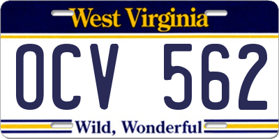 WV license plate OCV562