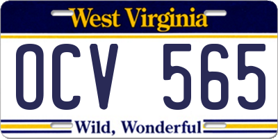 WV license plate OCV565
