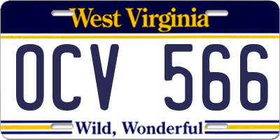 WV license plate OCV566