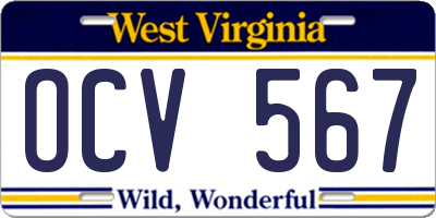 WV license plate OCV567