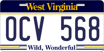 WV license plate OCV568