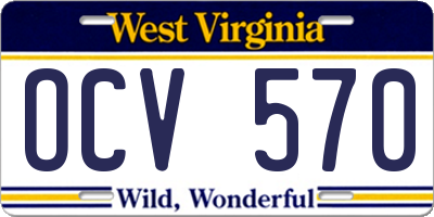 WV license plate OCV570