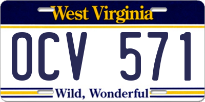 WV license plate OCV571