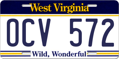 WV license plate OCV572