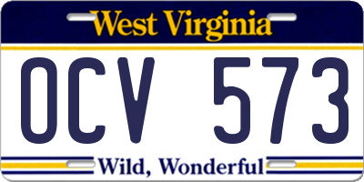 WV license plate OCV573