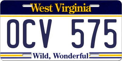 WV license plate OCV575