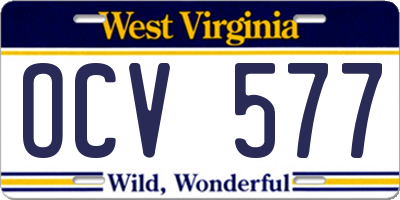 WV license plate OCV577