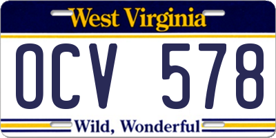 WV license plate OCV578