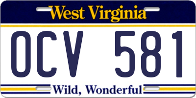 WV license plate OCV581