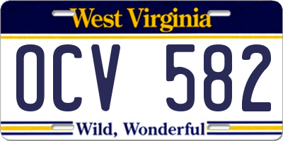 WV license plate OCV582
