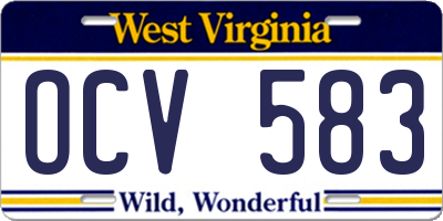 WV license plate OCV583
