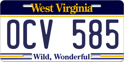 WV license plate OCV585