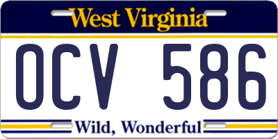 WV license plate OCV586