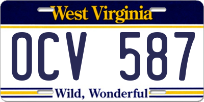 WV license plate OCV587