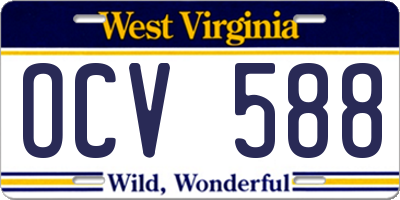WV license plate OCV588