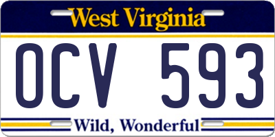 WV license plate OCV593