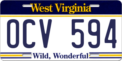 WV license plate OCV594