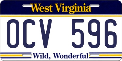 WV license plate OCV596