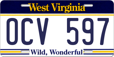 WV license plate OCV597