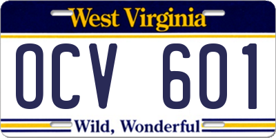 WV license plate OCV601