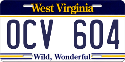 WV license plate OCV604